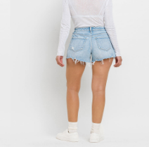 Fran High Rise Distressed Hem A-line Short in Tana River by Vervet