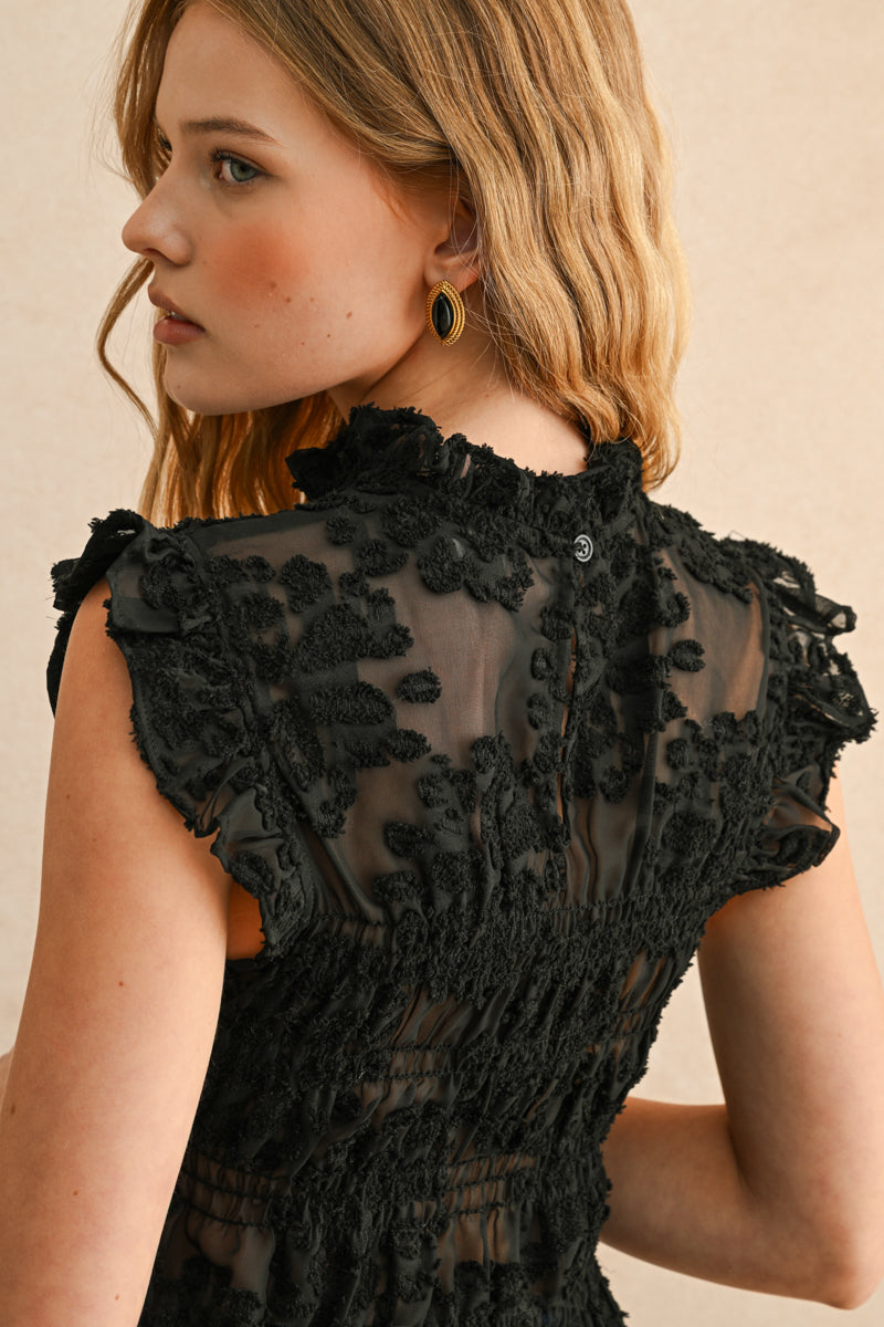 Char Velvet With Lace Combo Top