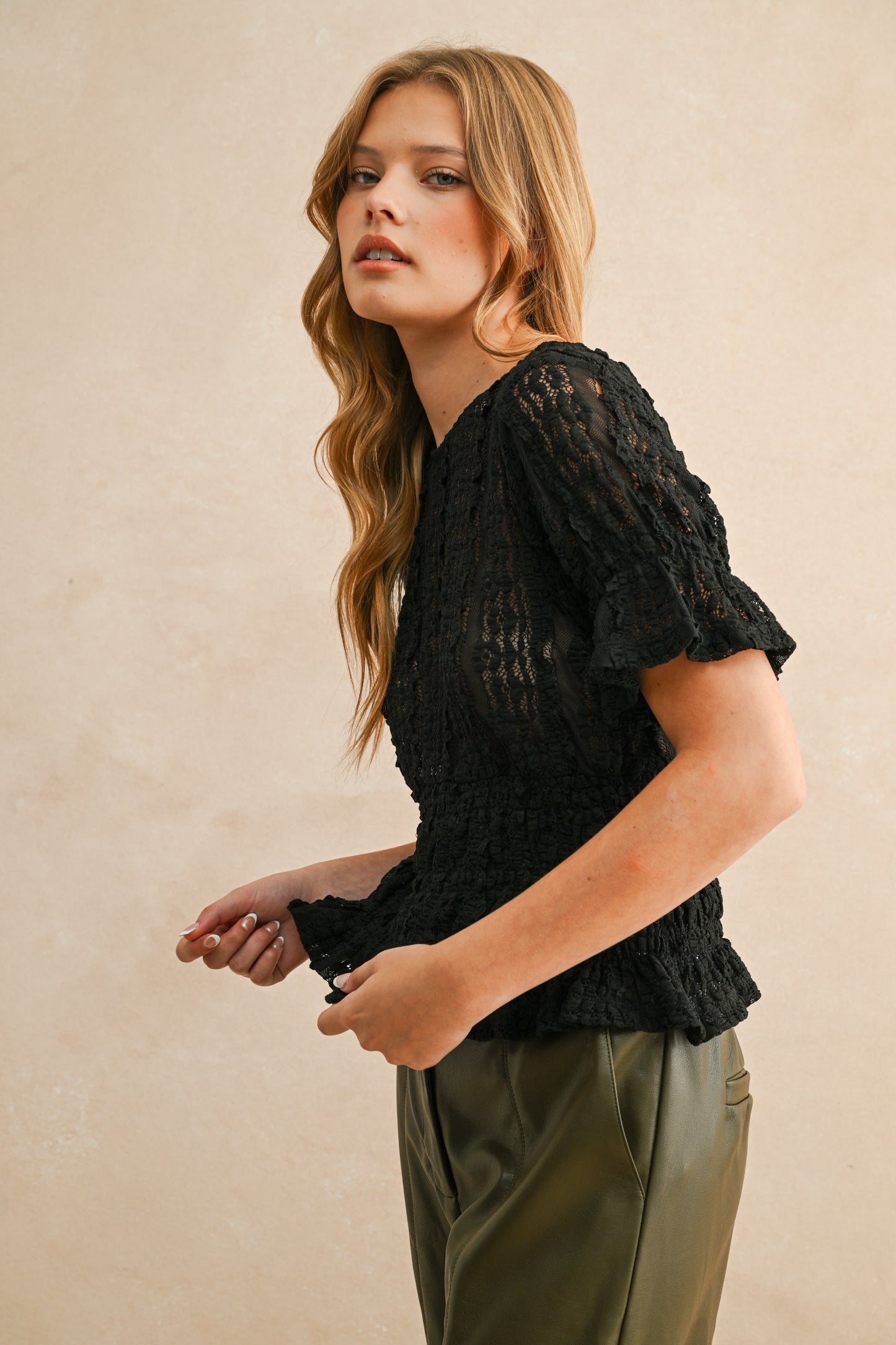 Lane Short Sleeve Lace Top
