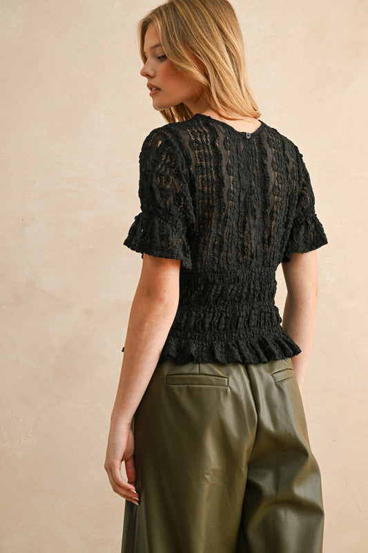 Lane Short Sleeve Lace Top