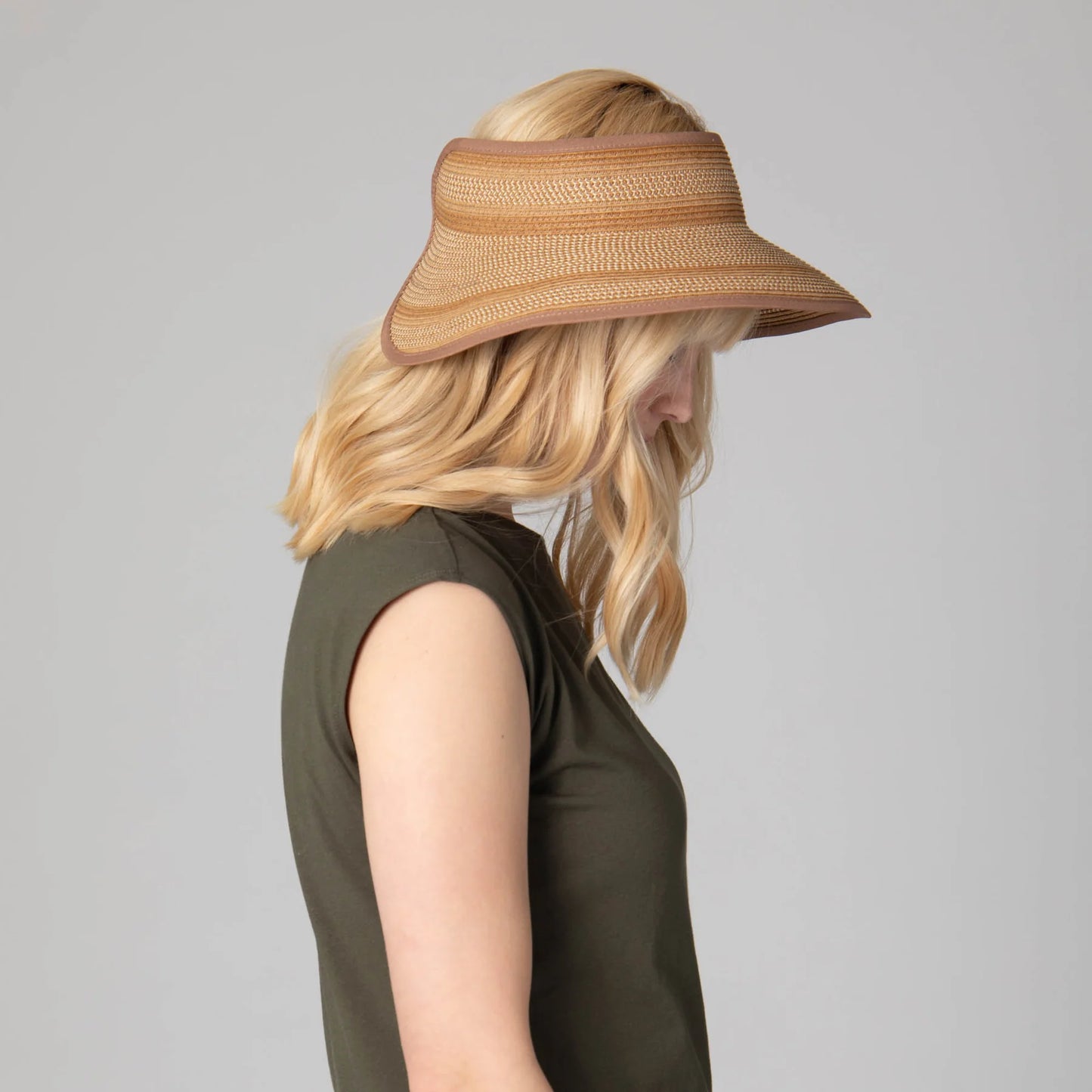 Women's Neutral Colored Ultrabraided Large Brim Packable Visor