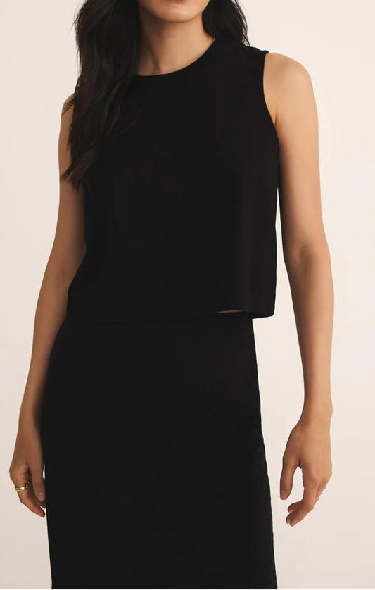 Sloane Cotton Jersey Tank - True Black