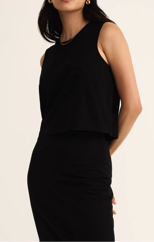 Sloane Cotton Jersey Tank - True Black