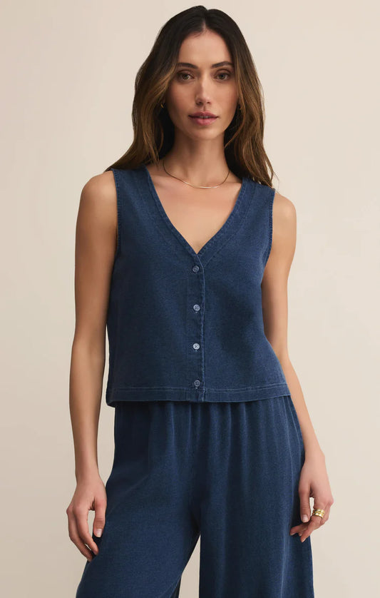 Z Supply Solace V-Neck Jersey Denim Tank