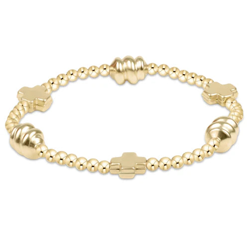 signature cross admire gold pattern 3mm bead bracelet - gold by enewton