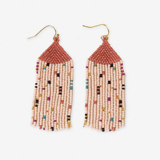 Agnes Confetti Beaded Fringe Earring Desert