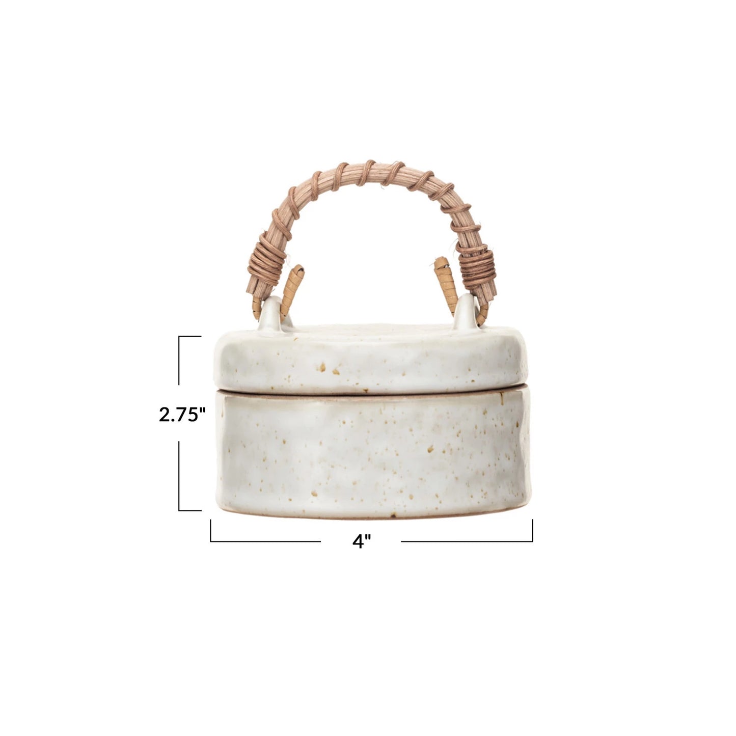 Stoneware Jar with Woven Rattan Handle