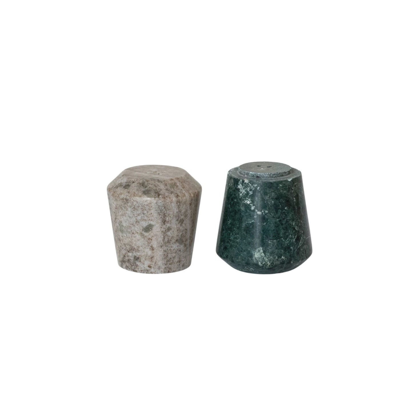 Marble Stackable Salt & Pepper Shakers, Green & Buff Color, Set of 2