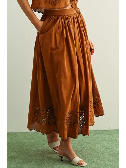 Victoria Embroidery Bottom Long Full Skirt
