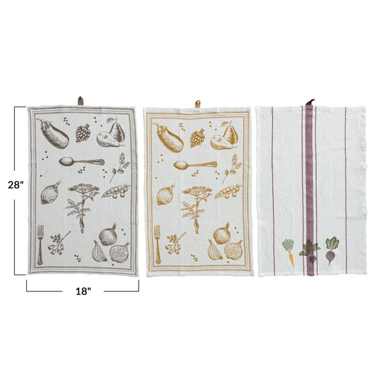 Cotton & Linen Printed Tea Towel