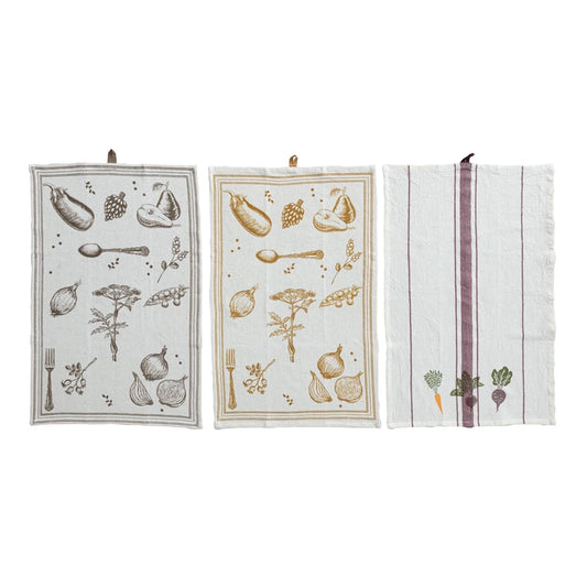 Cotton & Linen Printed Tea Towel