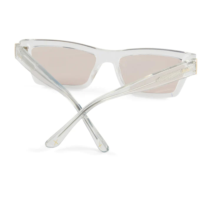 laurel translucent clear rose pink w/gold flash sunglasses