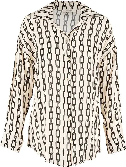 Anchor Print Long Sleeve Blouse