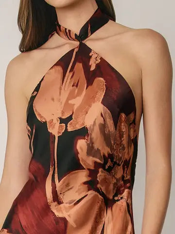 Floral Convertible Halter Maxi Dress