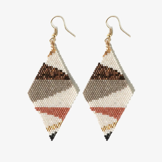 Frida Angled Stripes Beaded Earrings Mixed Metallic