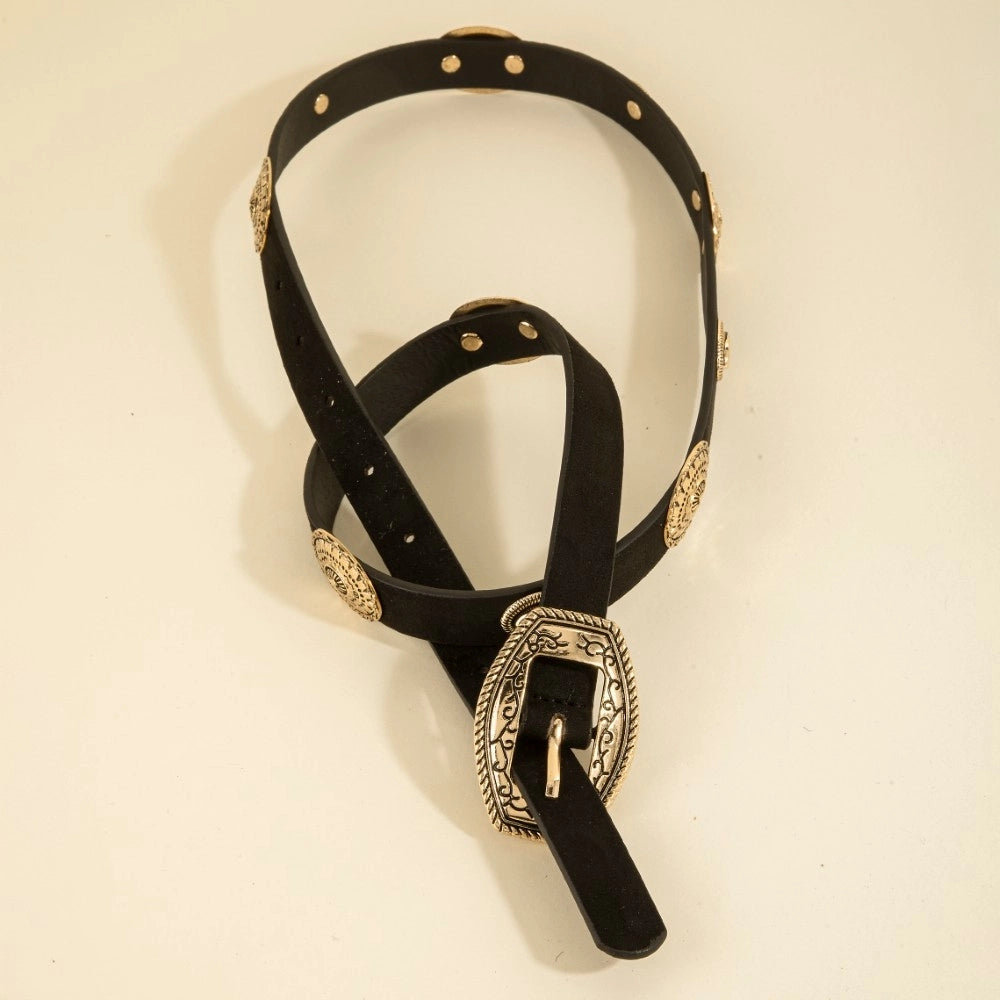 Concho Accent Suede Western Belt