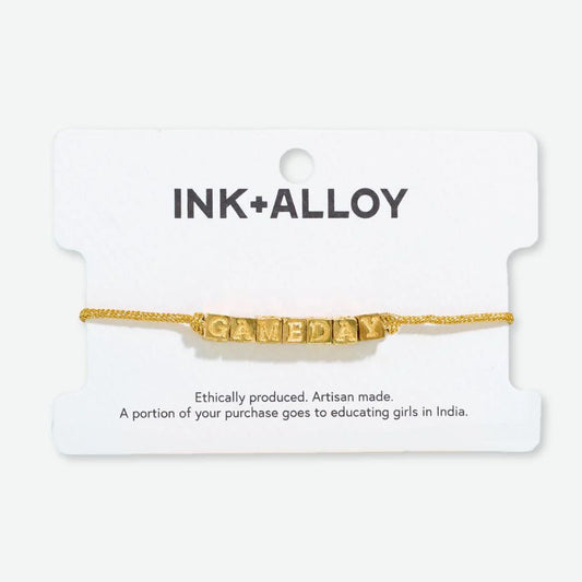 Goldie Gold Lurex Cord With Brass Letters Adjustable Gameday