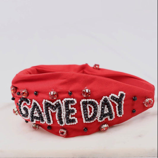 Game Day Embellished Headband Red Black