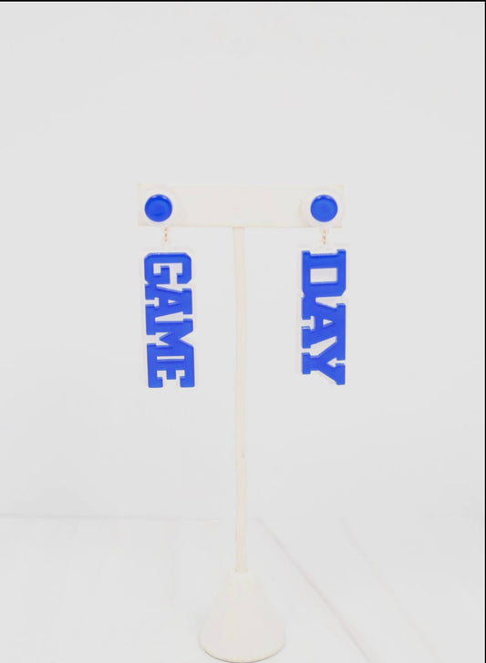 Game Day Drop Earring Blue White