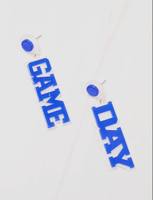 Game Day Drop Earring Blue White