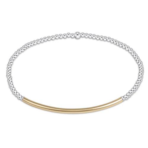 classic sterling mixed metal 2mm bead bracelet- bliss bar gold by enewton