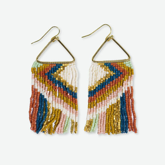 Paige Ascending Diamond Beaded Fringe Earrings