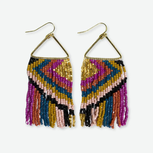 Paige Ascending Diamond Beaded Fringe Earrings