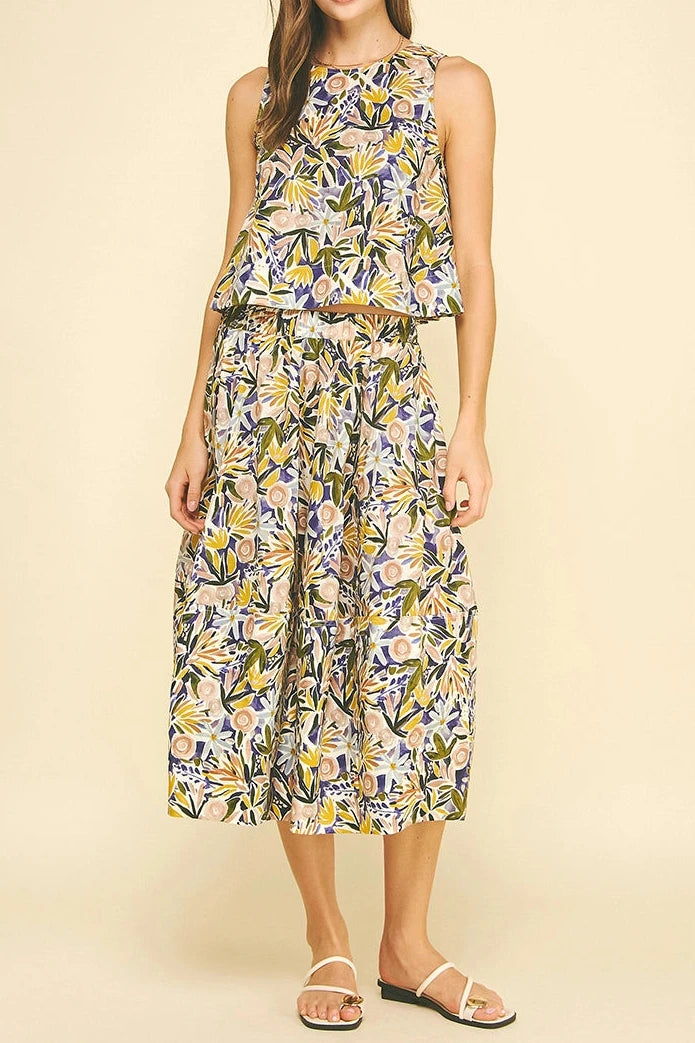 Quinn Floral Print A-Line Midi Skirts