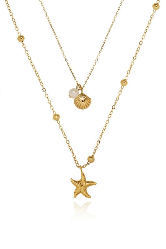 Starfish Seashell Layered  Necklace