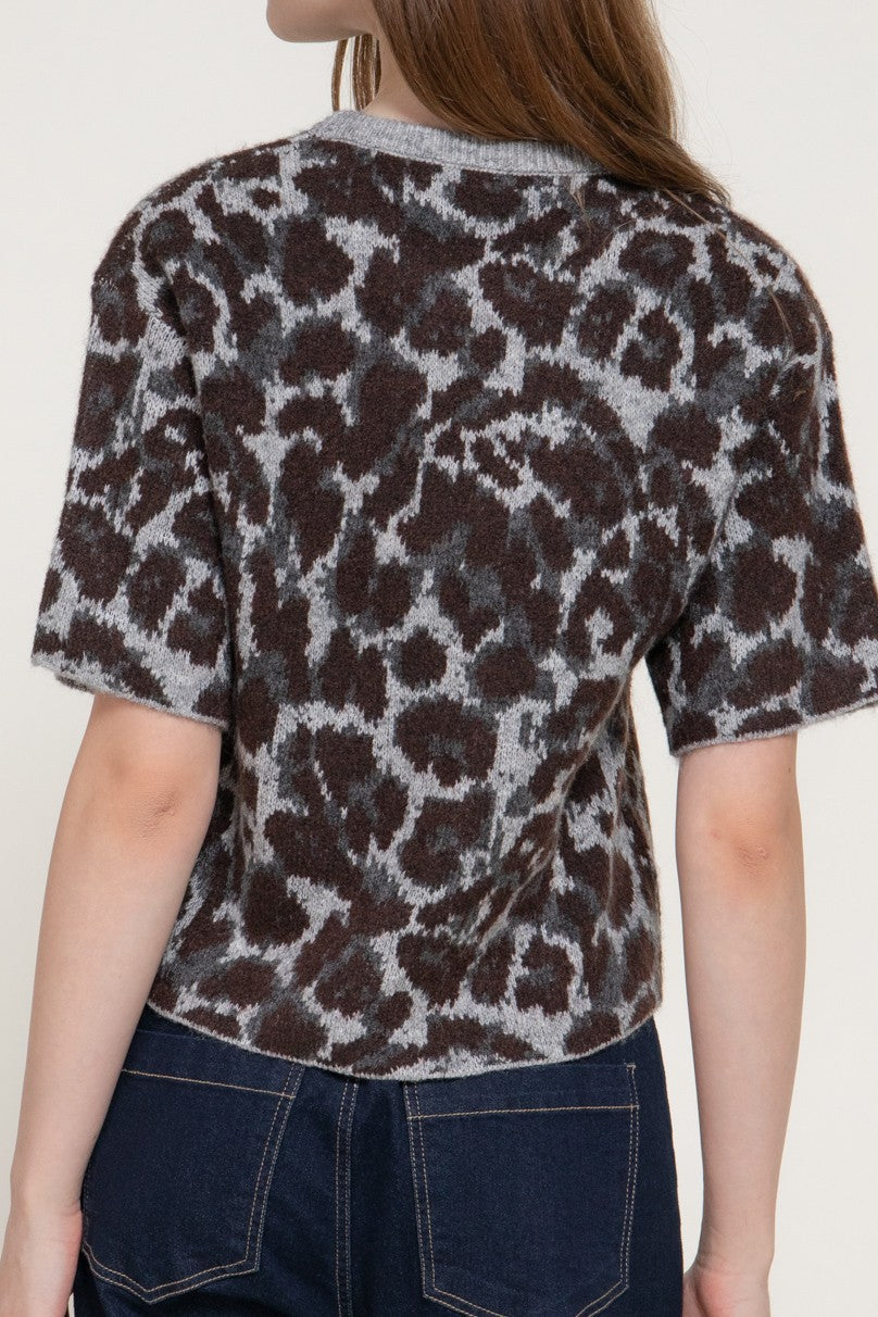 Layla Short Sleeve Leopard  Sweater