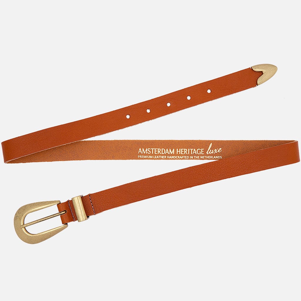 Adrie | Skinny Leather Belt with Horseshoe Buckle and Tip